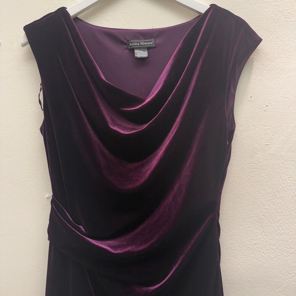 Vintage 90s Jessica Howard Velvet Cowl Neck Cocktail Dress Vamp Goth Nightlife